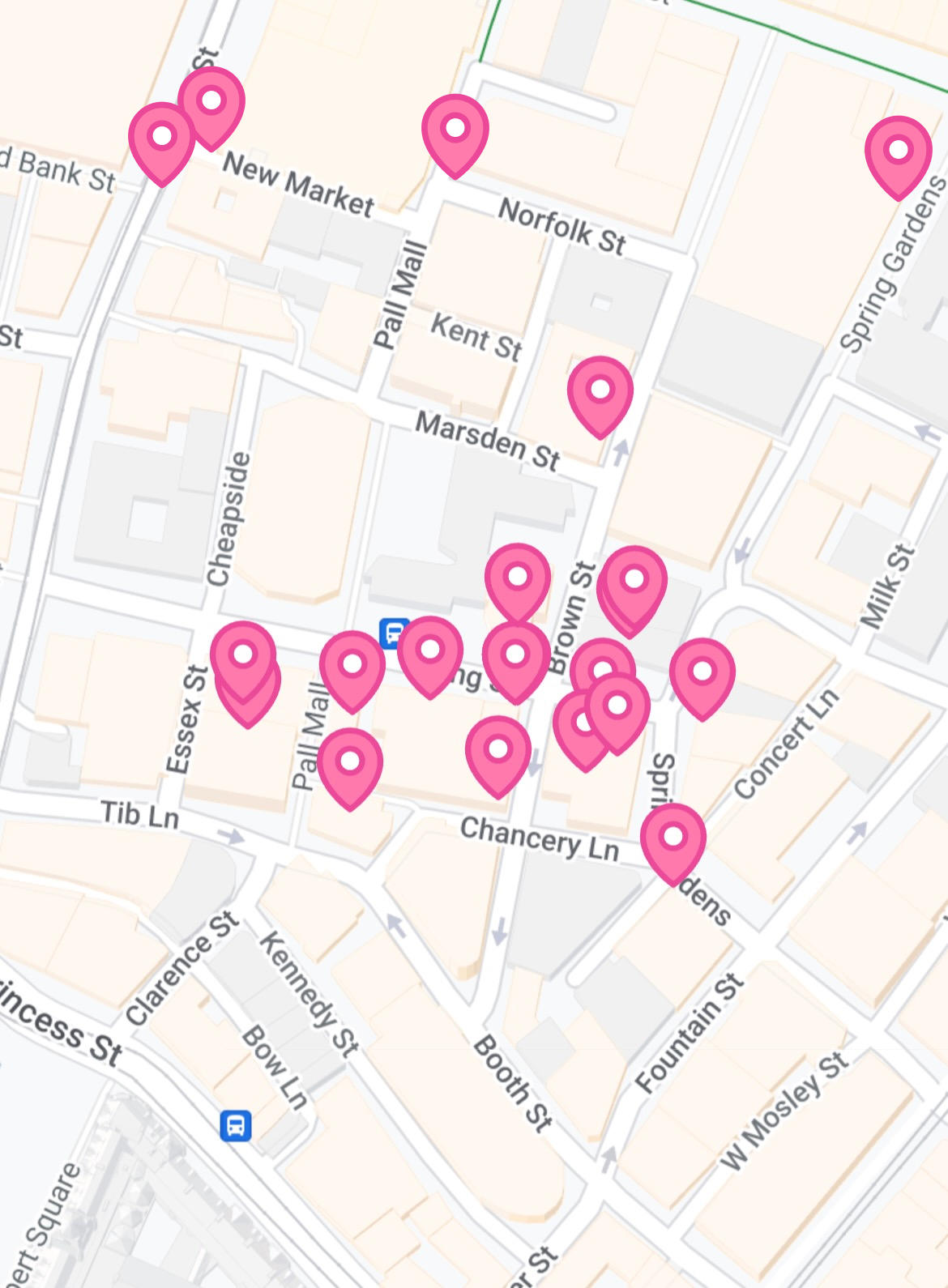 Map of Manchester in our app demo